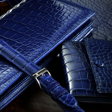 blue watch strap and blue wallets